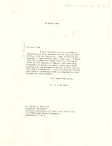 Letter from W. E. B. Du Bois to American Association of University Professors
