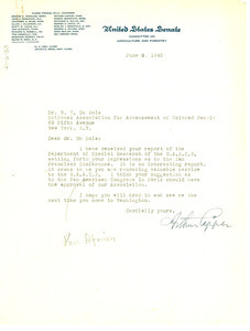 Letter from Arthur Capper to W. E. B. Du Bois