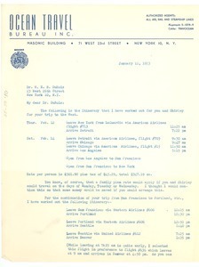 Letter from Ocean Travel to W. E. B. Du Bois