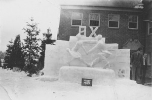 Winter Carnival fraternity snow sculpture