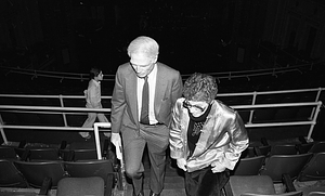 Mayor Kevin H. White with an unknown woman at the Strand Theatre