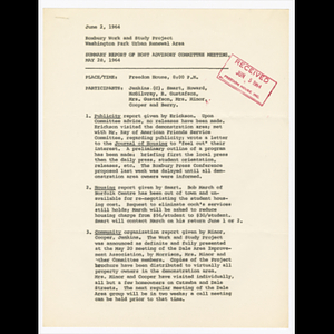 Summary report of Host Advisory Committee meeting, May 18, 1964