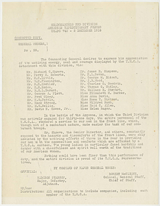 Document Regarding the Battle of Argonne and the Third Division (December 2, 1918)