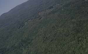 Aerial oblique view of Whitman property on 28 May 1972 toward north of the Hopkins Forest.