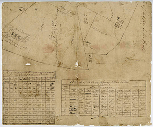 Survey, partial, Ferry Farm with two crop rotation tables