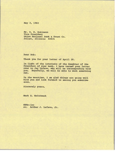 Letter from Mark H. McCormack to R. D. Robinson - Digital Commonwealth