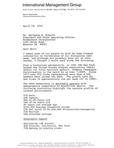 Letter from Mark H. McCormack to Wolfgang R. Schmitt