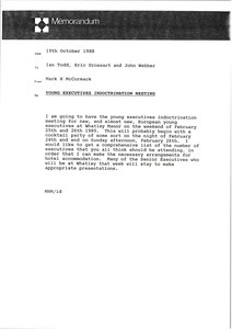 Memorandum from Mark H. McCormack to Ian Todd, Eric Drossart and John Webber