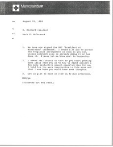 Memorandum from Mark H. McCormack to H. Richard Isaacson