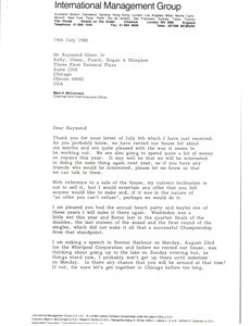 Letter from Mark H. McCormack to Raymond Olson