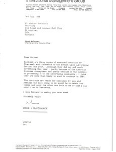 Letter from Mark H. McCormack to Michael Bonallack