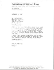 Letter from Mark H. McCormack to Peter Gallo - Digital Commonwealth