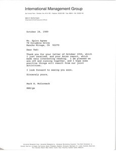 Letter from Mark H. McCormack to Spiro Agnew