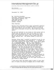 Letter from Mark H. McCormack to Charles Bronfman