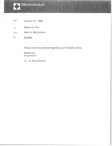 Memorandum from Mark H. McCormack to Robert D. Kain