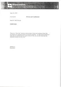 Memorandum from Mark H. McCormack to Curt Curtis