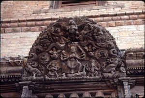 Detail on carved wooden door, Bhaktapur
