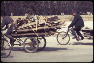 Load of wood on bicycle