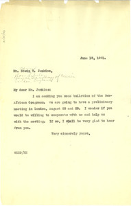 Letter from W. E. B. Du Bois to Edmund T. Jenkins