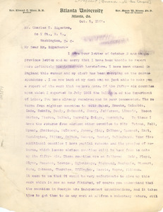 Letter from W. E. B. Du Bois to the United States Census Office [fragment]