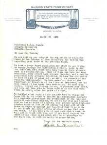 Letter from Illinois State Penitentiary to W. E. B. Du Bois