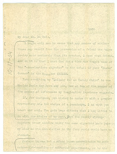Letter from Paul A. Wren to W. E. B. Du Bois