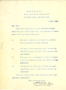 Circular letter from Crisis to unidentified correspondent