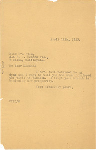 Letter from W. E. B. Du Bois to Eva Pyle