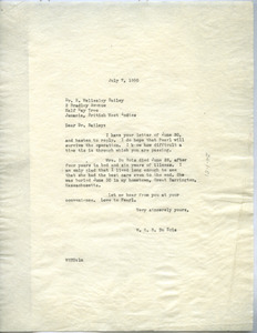 Letter from W. E. B. Du Bois to R. Wellesley Bailey