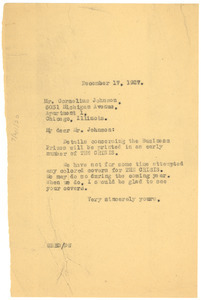 Letter from W. E. B. Du Bois to Cornelius W. Johnson