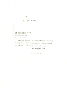 Letter from W. E. B. Du Bois to Maude French Odhams