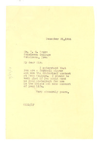 Letter from W. E. B. Du Bois to V. C. Green