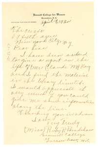 Letter from Ruby P. Bradshaw to The Crisis