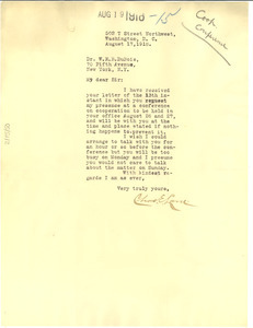 Letter from Charles E. Lane to W. E. B. Du Bois