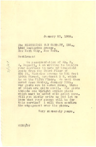 Letter from W. E. B. Du Bois to Highbridge Van Co.