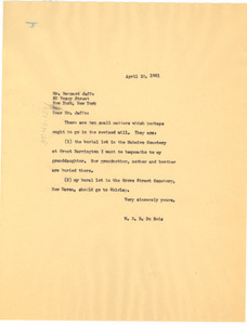 Letter from W. E. B. Du Bois to Bernard Jaffe