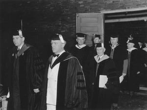 Hugh Potter Baker leads faculty members during commencement exercises