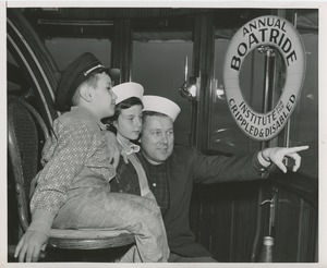 Man and children on annual boat ride