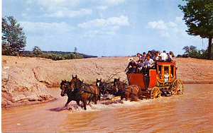 Fording the stream at Pleasure Island