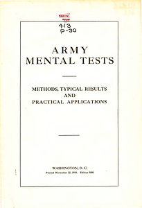 Army mental tests: methods, typical results, and practical applications