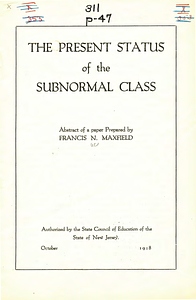 The present status of the subnormal class