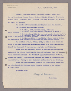 Amherst College faculty meeting minutes 1900/1901