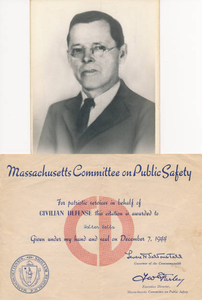 Chief Air Warden citation (historical society)