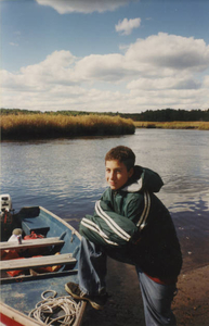 Joey LaCroix on a rowboat trip down the North River in Norwell