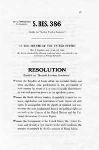 S. Res. 386 - Mandela Freedom Resolution