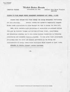 Tsongas to Floor Manage Energy Management Partnership Act (EMPA), S. 1280