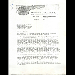 Letter, Dr. Robert I. Sperber, December 11, 1975.