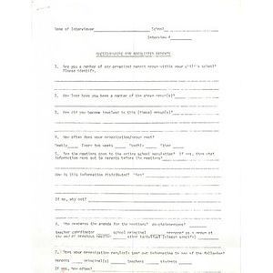 Questionnaire for affiliated parents.