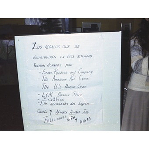 List of sponsors who donated gifts for the Three Kings' Day celebration at La Alianza Hispana, 1979.
