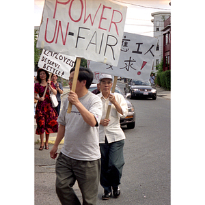 Protesters at a demonstration for workers' rights